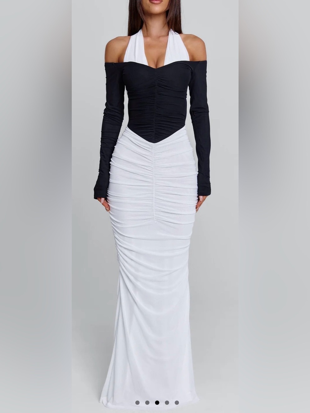 Ruched White Maxi Skirt - Women